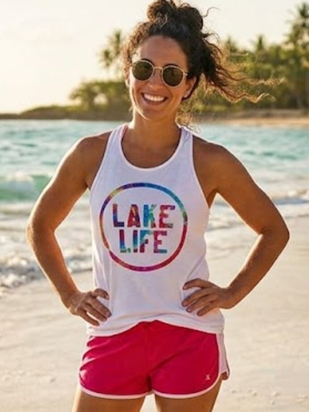 Pink danskin athletic shorts  & Lake Life Tank Size 16-18